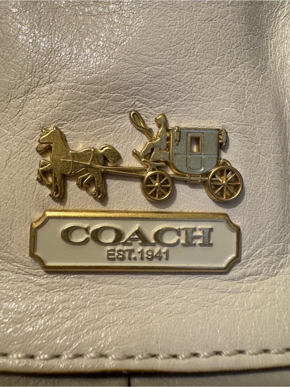 Vintage 2008 Coach Madison Julianne Cream Leather Crossbody Satchel Tote - MINT - Picture 5 of 16